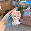 Tiara de Girassol com Cabelo Cacheado Fofo Pingente de Chaveiro de Boneca Desenho Animado Carro Figura de Brinquedo Pingente para Decoração de Bolsa