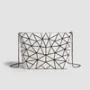 Bolsa Transversal Feminina com Zíper e Corrente, Padrão Geométrico de Diamante, Nova Versão Primavera/Verão Versátil Dobrável com Padrão, Bolsa de Ombro para Estudante