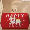 Tapete de Piso para Porta de Entrada, Novo Estilo Chinês Desenho Animado Ano do Cavalo Círculo de Seda Tapete de Piso, Porta de Entrada Pode Ser Cortado, Resistente ao Desgaste, Antiderrapante Tapete Vermelho para Porta