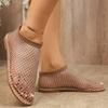 Sandálias de Malha Plus Size Femininas Verão Novo Flats Tamanho Grande Sandálias Tamanho 44 Europeu e Americano Transfronteiriço Slip-On Respirável Sapatos Femininos