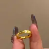 Anillo Ojo de Gato Dorado Brillante, Anillo Liso, Anillo Corrugado, Anillo Sólido de Pareja Moderno y Sencillo, Anillo para Dedo del Pie para Novia