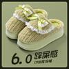 Lindas Pantuflas de Algodón para Mujer con Lazo 2026 Nuevo Otoño e Invierno Hogar Interior Antideslizantes Cálidas Felpa Dibujos Animados Zapatos de Algodón