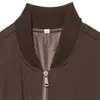 Venta al por mayor de ropa de mujer transfronteriza, nuevo estilo de otoño, chaqueta bomber marrón con cuello alto, chaqueta corta ajustada de manga larga