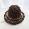 Sombrero de Paja Hecho a Mano Estilo Coreano para Mujer, Sombrero Fresco con Visera Estilo Japonés para Salidas de Primavera y Verano, Dulce y Versátil