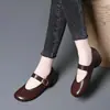 Novos Sapatos Mary Jane Femininos para Primavera e Outono 2026, Bico Redondo, Raso, Salto Grosso, Couro Macio, Baixo Salto, para o Trabalho