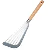 Juego de Espátulas de Silicona Mango de Roble Primavera Espátula para Pescado Frito Espátula para Huevos Fritos Espátula para Bistec Frito Espátula de Silicona Utensilios de Cocina