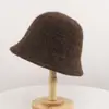 Novo chapéu de pescador de tricô oco com mistura de lã para outono e inverno para mulheres, faz o rosto parecer menor, versátil e quente, chapéu bucket da moda estilo coreano