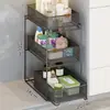 Prateleira Organizadora Embutida para Armário, Cesta Organizadora de Roupas Íntimas, Prateleira em Degraus para Armário, Caixa Organizadora de Artigos de Higiene Pessoal Deslizante, Cesta Organizadora Debaixo da Pia
