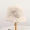 En Stock Estilo Diseñador Nicho Coreano Tejido Estrella Lazo Lana de Alpaca Sombrero de Pescador Cálido Sombrero Cubo