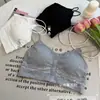 Embalado em cabide - Lingerie Clássica Versátil de Botão com Alça Fina e Renda Elegante, Bojo Fixo de Algodão, Lindo Design nas Costas 3113