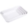Plato rectangular de melamina comercial bandeja para carne marinada cocida plato hondo grande de plástico blanco plato para exhibición de plato frío