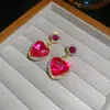 Brincos Pendentes Florais de Pedra Preciosa Vermelho Vinho, Brincos Elegantes Estilo Palácio, Brincos de Luxo Leve de Alta Qualidade para Mulheres