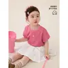 Ropa Infantil Versátil Camiseta de Manga Corta Dopamina para Niñas 2026 Verano Nueva Suave Superior Color Sólido