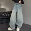 Calça Jeans Outono e Inverno para Meninas 2026 Novo Estilo Moda Menina Estilo Coreano Crianças Médias e Grandes Jeans Estiloso Perna Curva com Plus Veludo