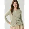 Suéter Cardigan Campbell's Outono/Inverno 25% Seda de Amora 75% Caxemira Gola Redonda para Mulheres, Tricô Solto Cor Sólida Outerwear