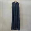 Vestido sin mangas con cuello colgante, plisado y teñido en hilo de ramio para mujer, verano 2024, con abertura lateral en la espalda, con cordones, holgado, ajustado, falda tipo jarrón