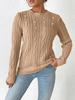 Top para Mujer Transfronterizo Europeo y Americano para Mujer Otoño e Invierno Cuello Redondo Suéter Sencillo Camiseta Básica Suéter de Punto a Máquina con Perlas