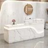 Mostrador de recepción de empresa moderno y sencillo, mostrador de recepción de salón de belleza, tienda de ropa, cajero, barra de esquina, luz luminosa con mostrador