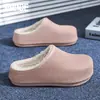 Pantuflas de algodón afelpado para mujer, de stock transfronterizo, con suela gruesa, punta cerrada, tipo media pantufla para otoño e invierno, adecuadas para usar en casa y al aire libre, pantuflas cálidas disponibles para dropshipping