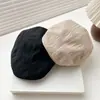 Boné de Sarja Plissada para Mulheres, Moda Versátil Casual de Nicho Primavera e Verão Boina de Gaze Bolha Boné de Beisebol de Aba Curta