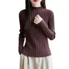 Suéter de Punto Cruzado 2025 Otoño Temprano Nuevo Algodón Puro Cuello Semi Alto Manga Larga Mujer Ajustado Base de Canalé para Invierno