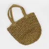 Nova Bolsa de Palha de Ombro Grande Capacidade, Bolsa Tecida Lisa Simples e Versátil, Bolsa de Mão para Férias na Praia para Mulheres