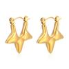Brincos brilhantes de cinco pontas estrela, requintado tridimensional estilo simples fivela de orelha banhado a ouro aço inoxidável estrela brincos abertos atacado
