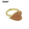 WT-R559 Ametista Natural Pedra Tianhe Coração Único Pingente Pequeno Banhado a Ouro 18k Anel Diário para Meninas
