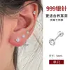 Aretes de Plata 999 Tipo Aguja para Mujer, Tornillo Anti-Caída, Aretes de Hueso de Oreja, Pendientes de Diamante, Aretes de Cartílago, Aretes Cómodos para Dormir Que No Necesitan Quitarse