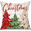 Funda de Almohada Navideña Caliente de Invierno Transfronteriza Papá Noel Muñeco de Nieve Pino Sofá Decorativa Lino