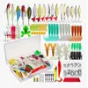 Set de señuelos del fabricante en stock para peces de agua salada y dulce, incluyendo señuelos de lentejuelas, señuelos blandos, señuelos de superficie, señuelos tipo rana y señuelos artificiales