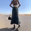 Falda Vaquera Vintage de Cintura Alta para Mujer 2025 Tendencia Versátil Nuevo Llegado Otoño e Invierno Falda Corta para Hombre con Borde de Piel de Cola de Pez Falda de Línea A
