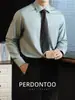 [Cbd Elite] Camisa de Manga Larga 100% Algodón Puro Antiarrugas Resistente para Primavera y Otoño Camisa de Color Sólido Ligera Estilo Business Casual para Hombre