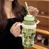 Taza de Verano de Gran Capacidad Taza de Agua Gigante de Plástico de Aspecto Elegante para Niñas 2025 Nueva Taza Portátil con Popote