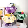 Cesta de Almacenamiento de Pequeño Monstruo de Pies Grandes de Dibujos Animados, Caja de Snacks para Arreglos Florales, Cubo de Abrazo Dopamina de Moda, Cesta Organizadora Tejida