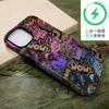 Estojo de Filme Colorido com Letras de Grafite da Moda e Descolado para Apple 18 Pro Max, Capa Dura Fosca Personalizada para iPhone 15