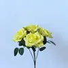 Rosas Simuladas 5 Cabezas Rosas Rizadas Set de Decoración para Fotos de Boda Accesorios para el Hogar Flores Simuladas Rosas Falsas