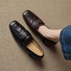 Use Mocassins de Couro de Cabra de Camada Primeira com Salto Médio para o Trabalho 2025 Bico Quadrado Salto Grosso Sapatos Pequenos de Couro Couro Genuíno Sapatilhas Tamanhos Grandes e Pequenos Podem Ser Devolvidos