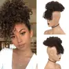 Penteado afro puff de fibra sintética africana com franja, coroa alta, cachos afro puff em espiral, atacado
