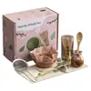 Conjunto de Quatro Peças Esmalte Fluido Rima de Flores Matcha Tigela de Matcha Batedor de Matcha de Cerâmica Tigela de Matcha para Cerimônia do Chá Suporte para Batedor de Bambu Suporte de Cem Bambus