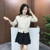 Elegante Suéter de Punto Patchwork Falso de Dos Piezas con Mangas Largas para Mujer, Nueva Moda Otoño/Invierno 2026 Elegante Suéter Básico con Cuello de Solapa