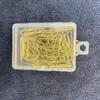 Clipes de papel dourados de fábrica 28MM PP Caixa com 100 peças de clipe de papel de metal Pasta de escritório