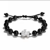 Pulsera de obsidiana natural plata de ley 999 cristal rosa ágata ópalo Pulsera Regalo para pareja hombres y mujeres venta al por mayor