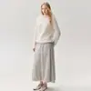 Suéter de punto sin hombros de cachemira + seda de morera para mujer, suéter retro adelgazante, top suave y cómodo, gris azul claro