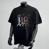 Camiseta de Manga Corta con Estampado de Personaje Marca Trendy Americana para Hombre Verano Diseño Holgado Sentido de la Moda High Street Fresca Traviesa Casual Camiseta de Cuello Redondo