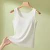 Camiseta sin mangas para mujer talla grande con almohadillas en el pecho para mujeres con sobrepeso 100 kg Top interior sin mangas de modal Nuevo estilo Primavera/Verano