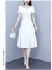 Vestido Blanco Francés, Vestido de Compromiso para Dama de Honor, Se Puede Usar en Ocasiones Cotidianas, Registro de Certificado de Novia, Vestido Blanco Corto de Longitud Media para Mujer