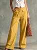 Pantalones Nuevos de Estilo Europeo y Americano para Mujer Primavera/Verano 2026 Amazon Color Sólido Algodón Lino Holgados Casual de Pierna Ancha para Mujer