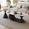 Mesa de centro ovalada de pizarra minimalista italiana para sala de estar del hogar, nuevo modelo de mesa de centro y mesa auxiliar de diseñador para apartamentos pequeños