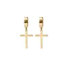 Pendientes de Aro de Acero Inoxidable con Cruz de Moda Estilo Coreano Estilo Corto Europeo y Americano Clip para Oreja Versátil de Moda para Hombres y Mujeres